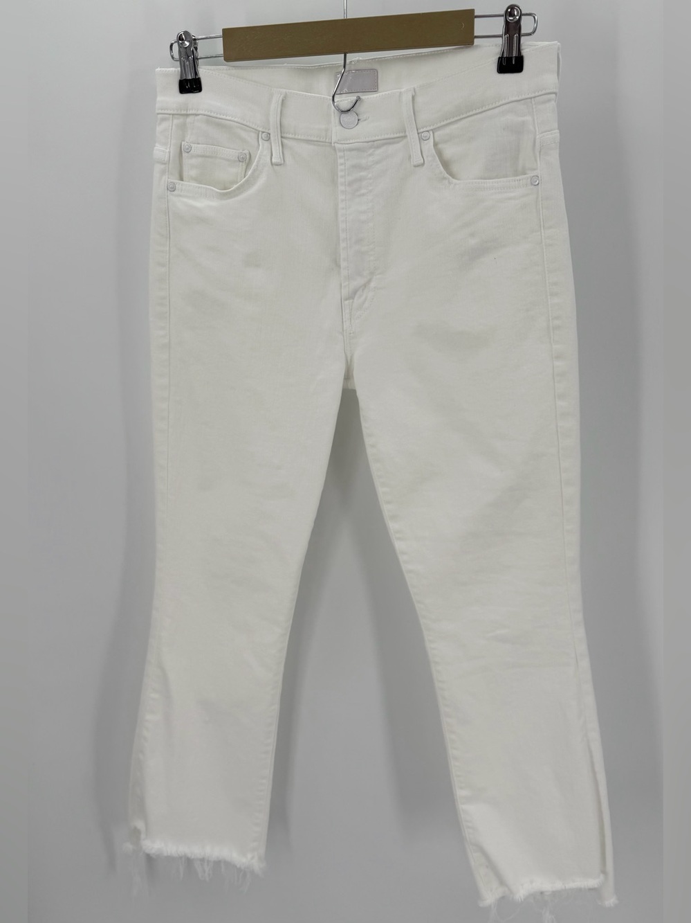 Mother Jeans Women’s 30 White Denim the Insider Crop Step Fray 1157-753 26” - Picture 1 of 13